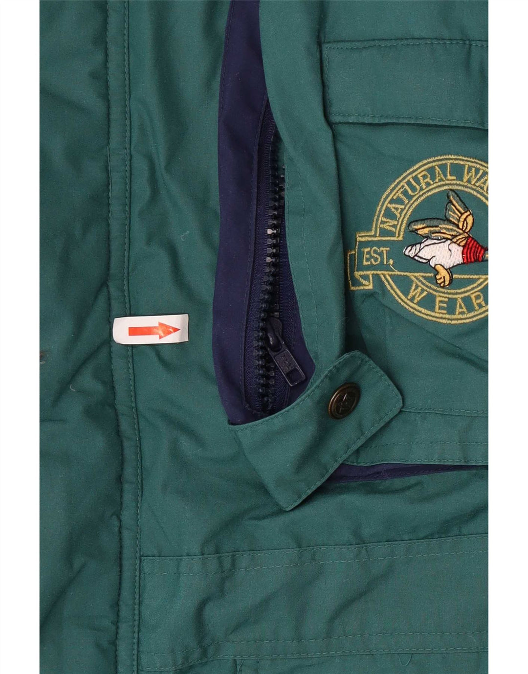 Jaqueta Parka com capuz masculina vintage poliéster verde grande Reino Unido 40