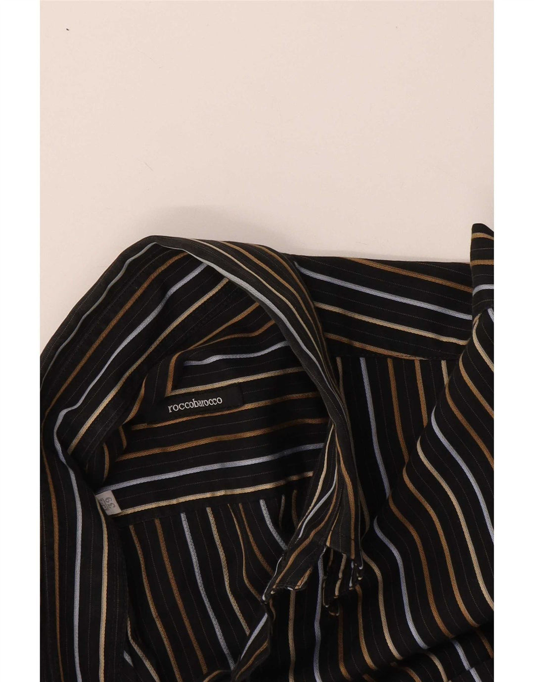 Camisa masculina Roccobarocco tamanho 39 listrado preto médio