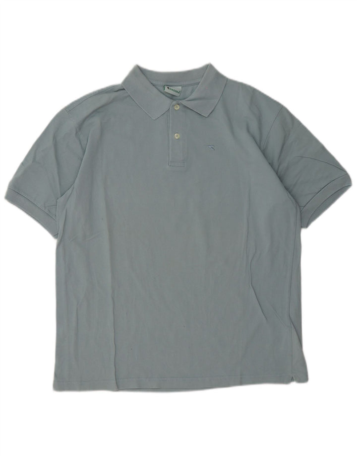 Camisa polo masculina Diadora grande algodão azul