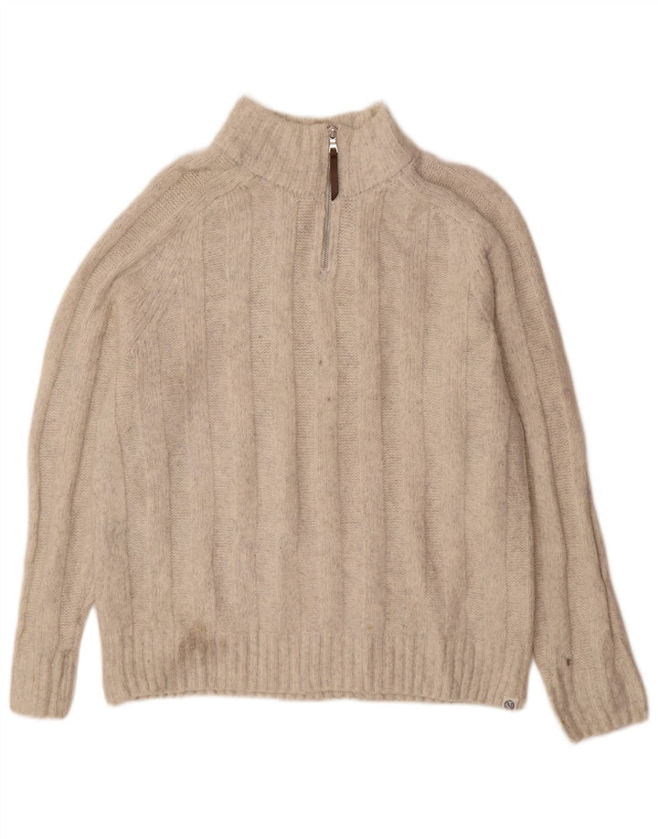 Suéter masculino Marks & Spencer com zíper e gola média em acrílico branco