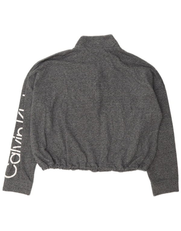 Moletom feminino Calvin Klein Crop Graphic Jumper UK 20 2XL cinza manchado
