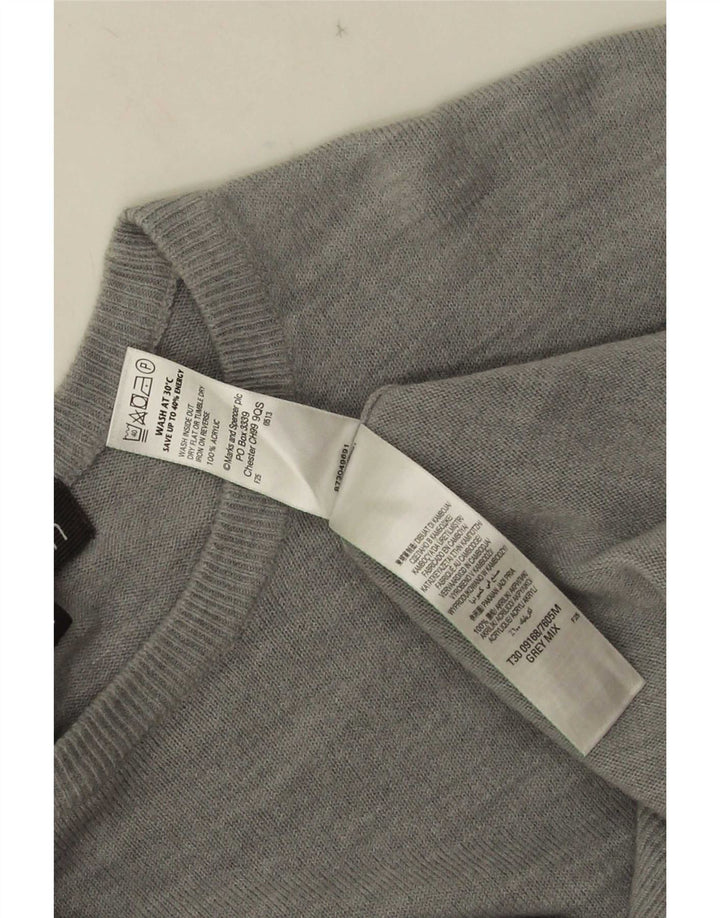 Suéter masculino Marks & Spencer com gola redonda grande acrílico cinza