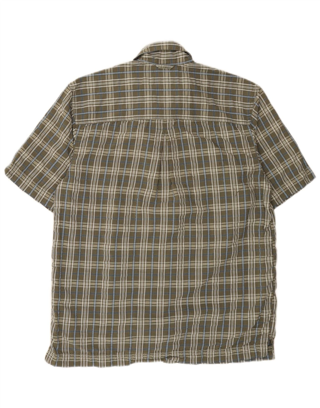 EDDIE BAUER Camisa masculina de manga curta pequena cinza xadrez algodão