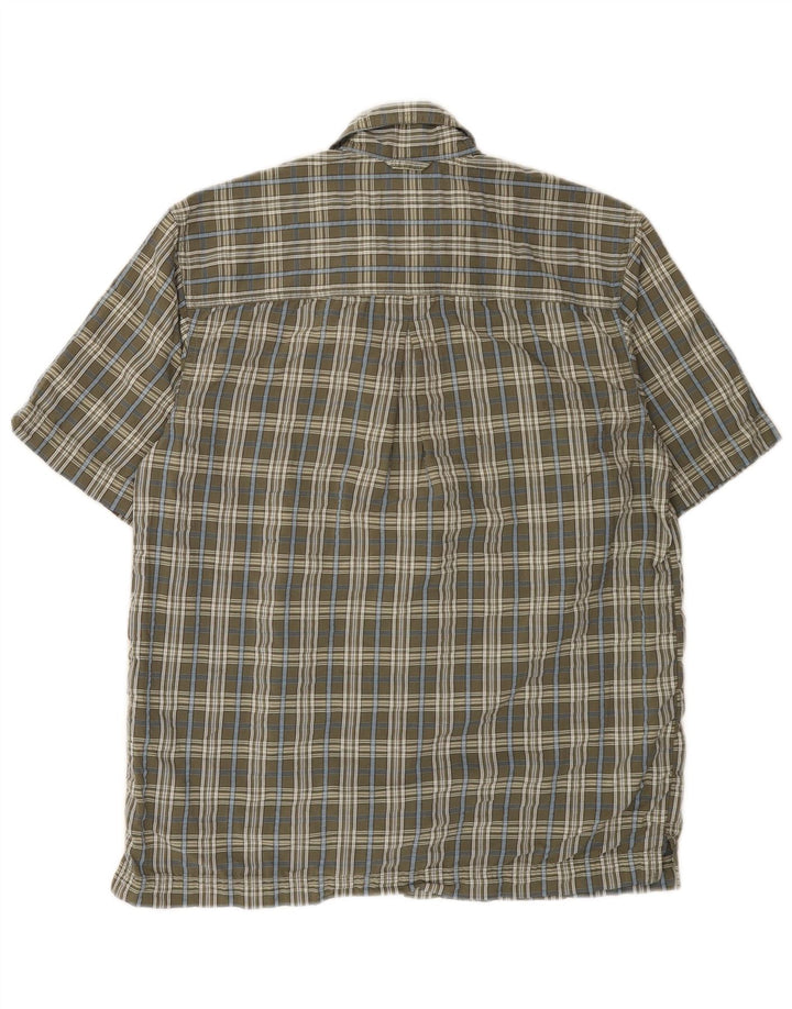 EDDIE BAUER Camisa masculina de manga curta pequena cinza xadrez algodão