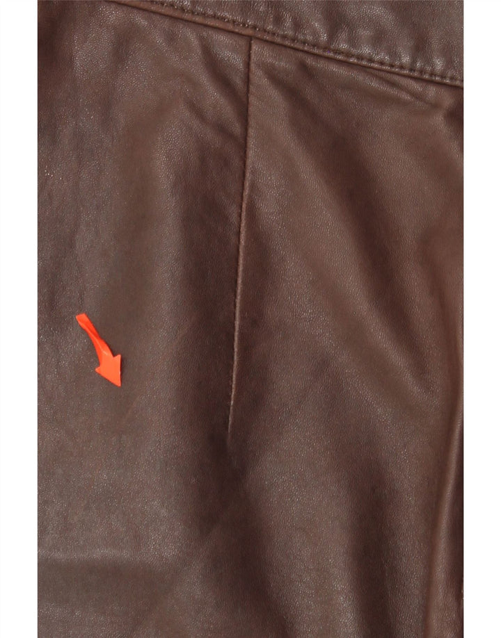 Saia de couro feminina vintage W28 couro marrom médio