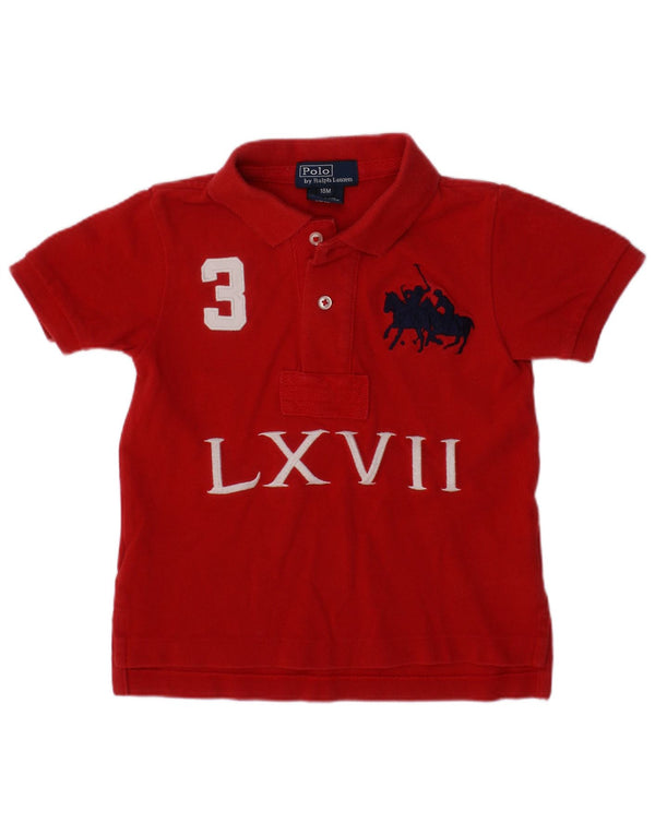 POLO RALPH LAUREN Camisa polo estampada para bebês meninos 12-18 meses algodão vermelho