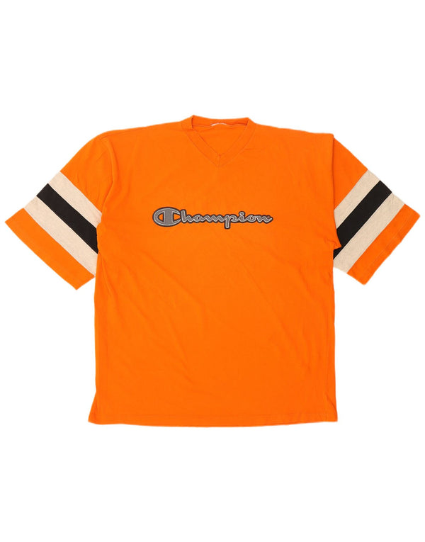Camiseta masculina estampada Champion XL laranja colorblock