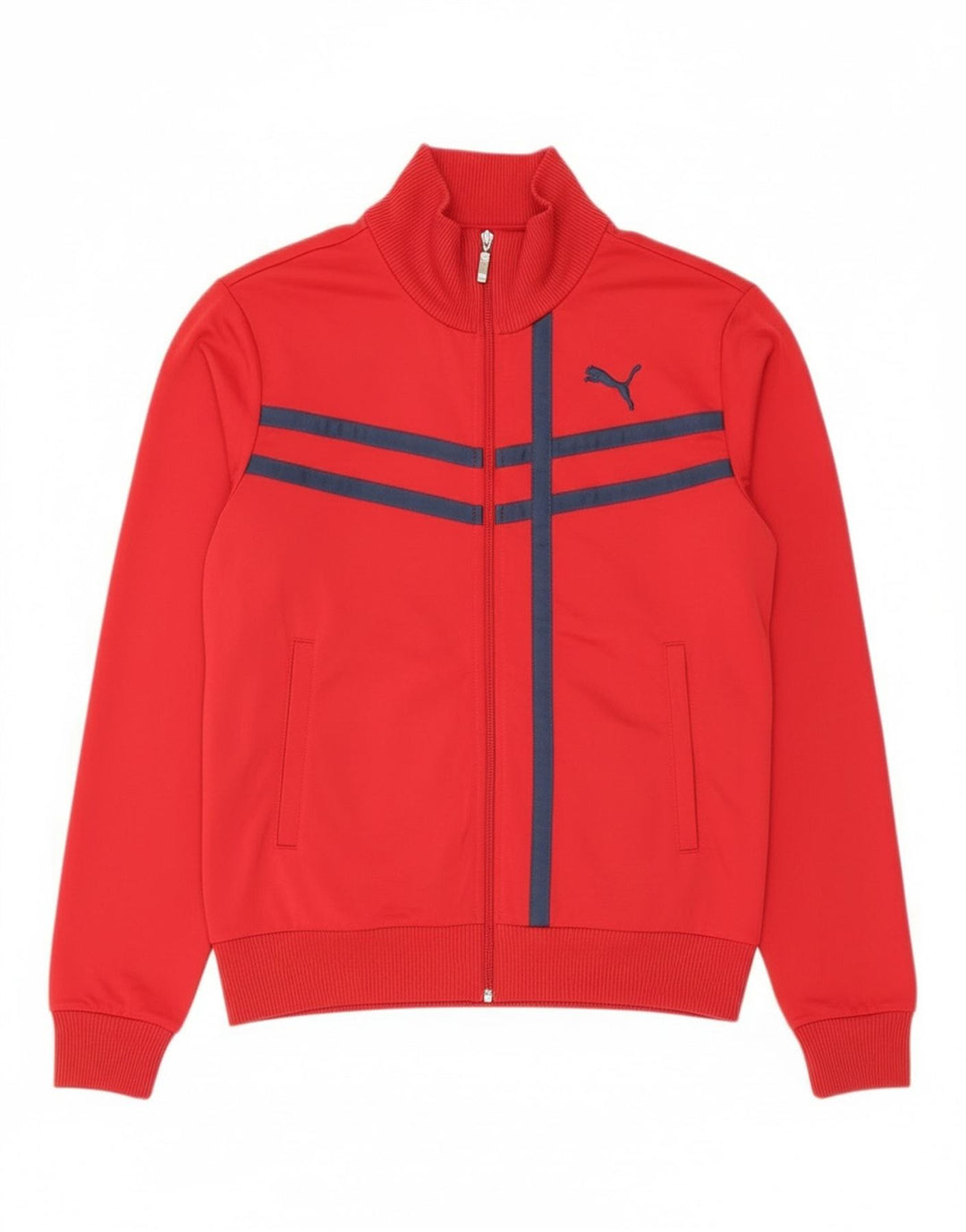Puma Mens Tracksuit Top Jacket Médio Poliéster Listrado Vermelho