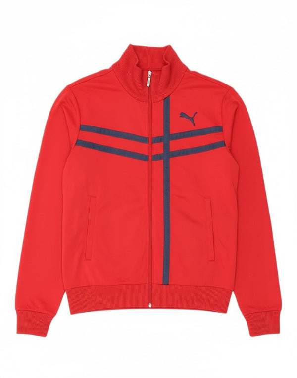 Puma Mens Tracksuit Top Jacket Médio Poliéster Listrado Vermelho