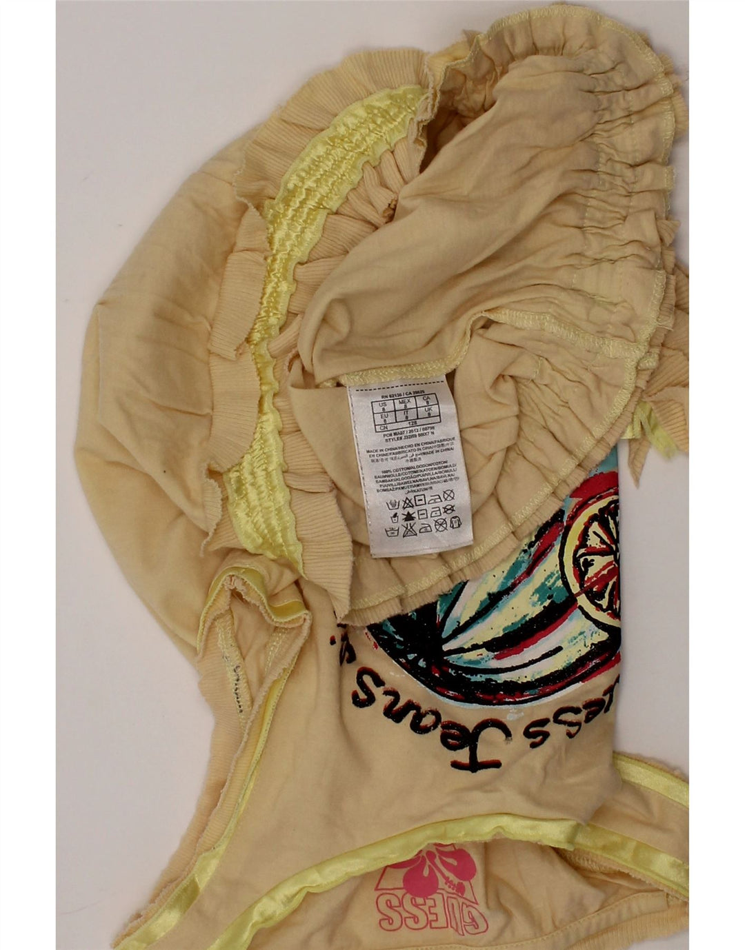 GUESS Girls Graphic Sleeveless Blouse Top 7-8 Years Beige Cotton Vintage Guess and Second-Hand Guess from Messina Hembry 