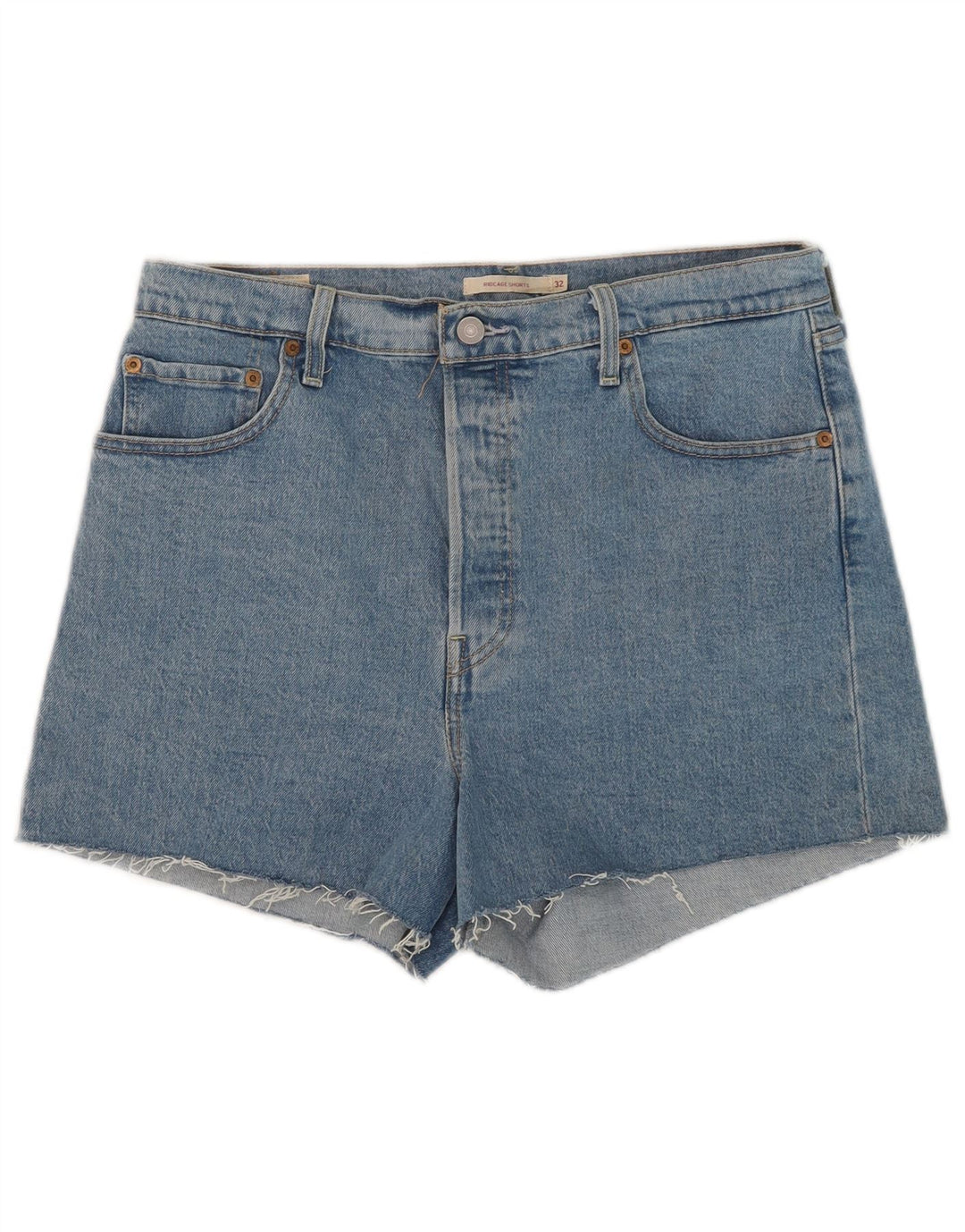 Shorts jeans feminino Levi's Ribcage W32 grande algodão azul