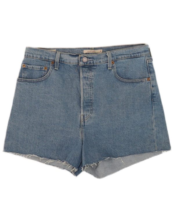 Shorts jeans feminino Levi's Ribcage W32 grande algodão azul