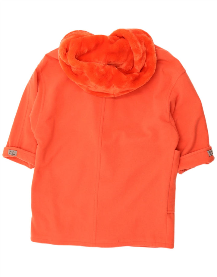 Sobretudo feminino vintage com capuz UK 18 XL laranja poliacrílico