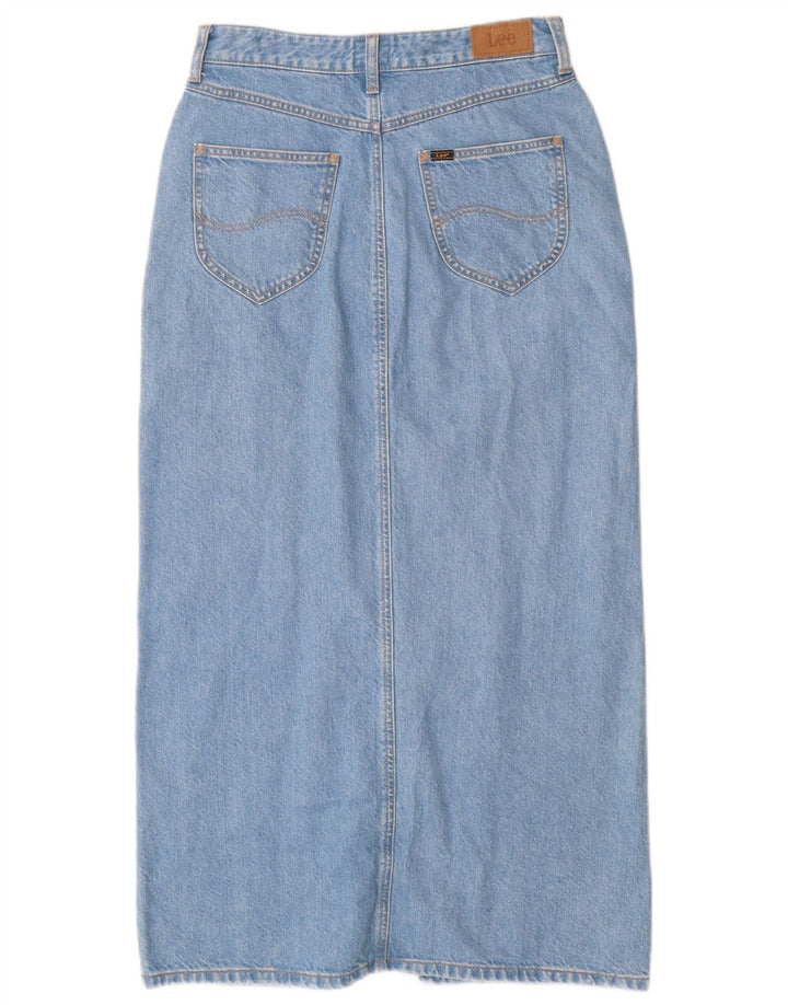 Saia jeans maxi feminina Lee W28 algodão azul médio