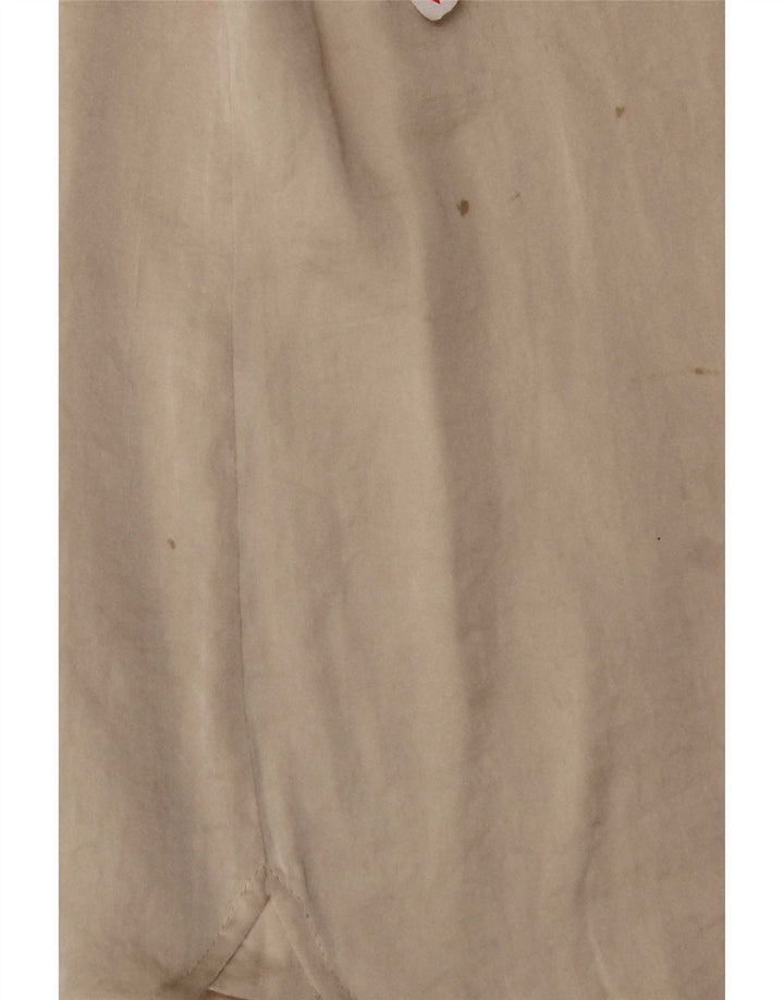 Camisa feminina Jigsaw UK 12 poliéster bege médio