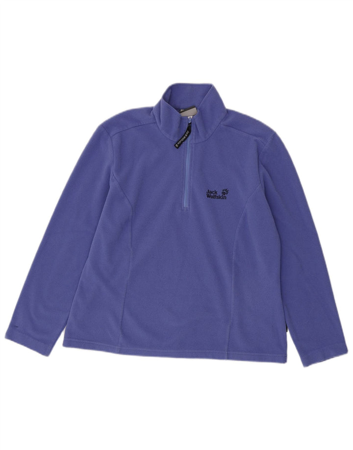 JACK WOLFSKIN Suéter feminino de lã com zíper e gola UK 12 poliéster roxo médio