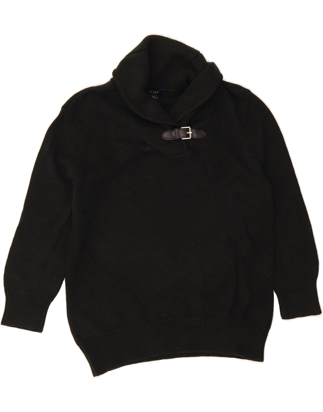 CHAPS Womens Shawl Neck Jumper Sweater UK 16 Large Black Cotton Vintage Chaps and Second-Hand Chaps from Messina Hembry 