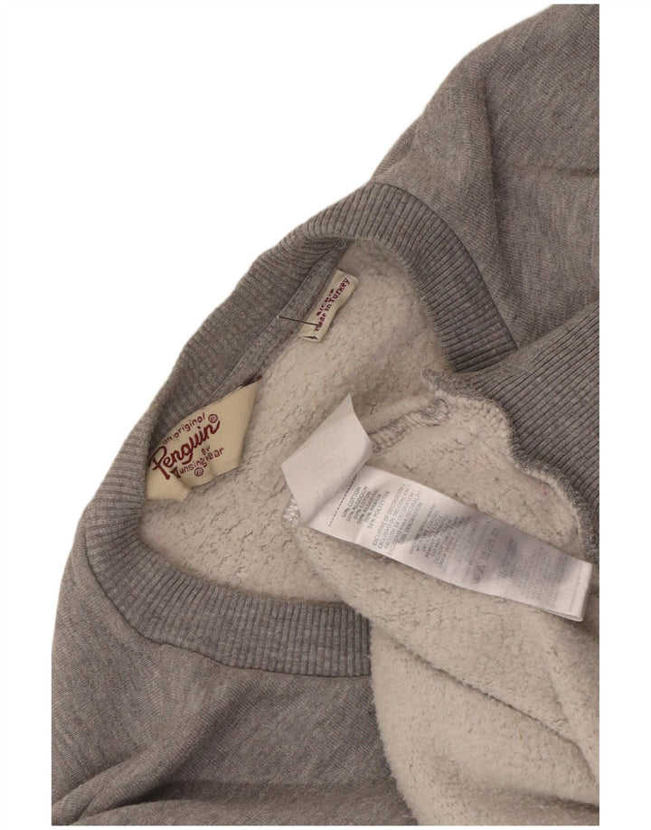 Penguin moletom masculino gráfico jumper pequeno algodão cinza