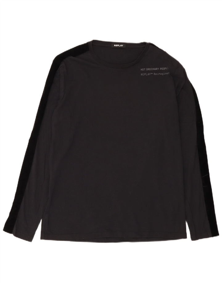 Top masculino Replay manga comprida grande algodão colorblock preto