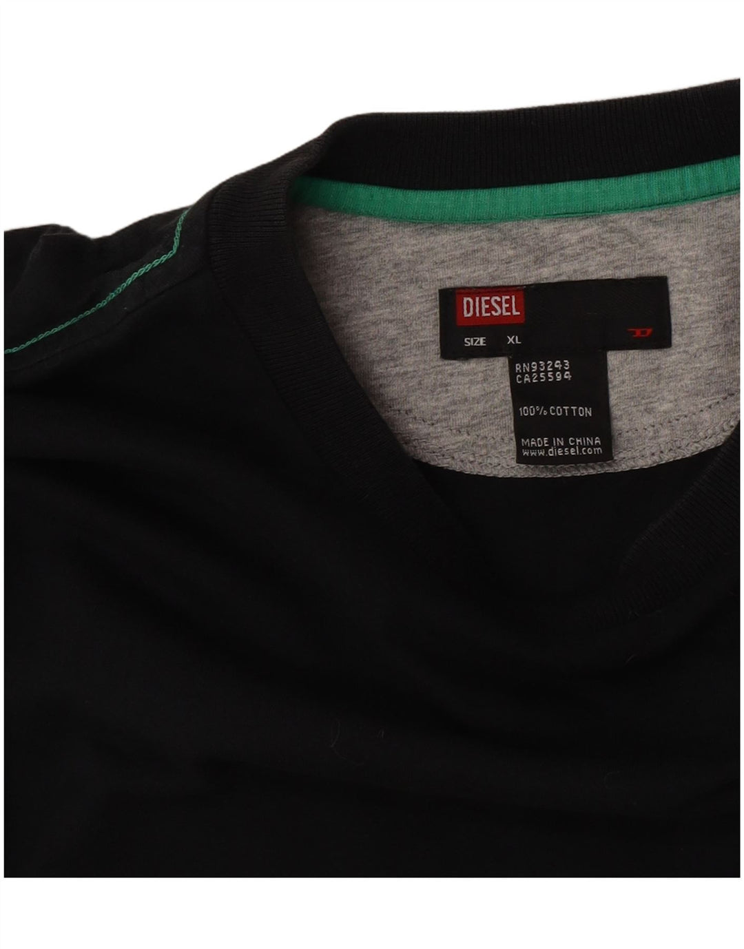 Diesel Mens Graphic Top Manga Longa XL Algodão Preto