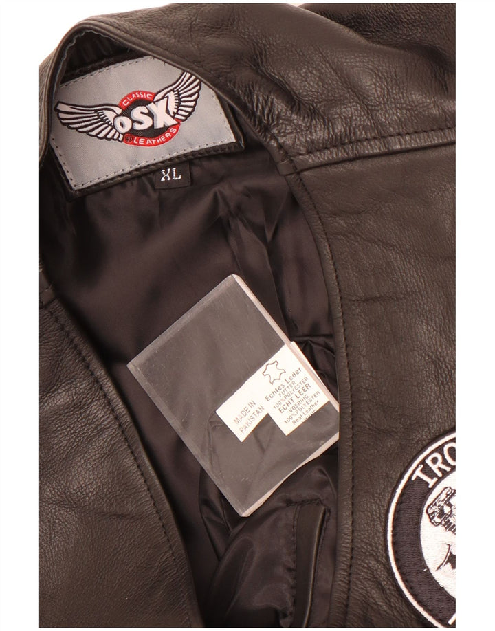 Colete de couro masculino vintage XL couro preto