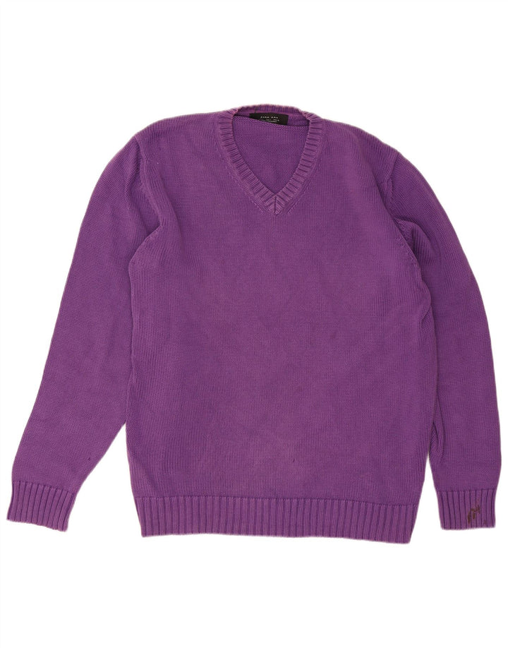Suéter masculino Zara com decote em V grande roxo