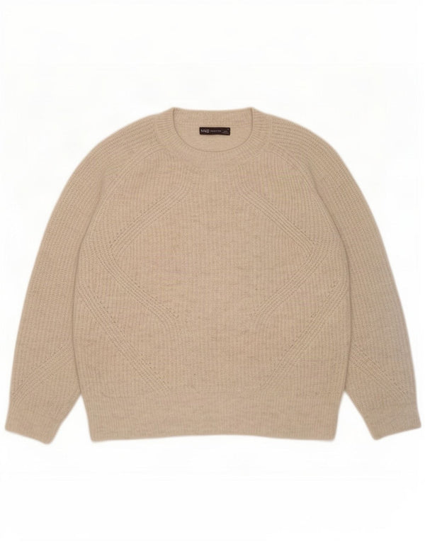 Suéter feminino Marks & Spencer com gola redonda Reino Unido 10 pequeno cinza manchado