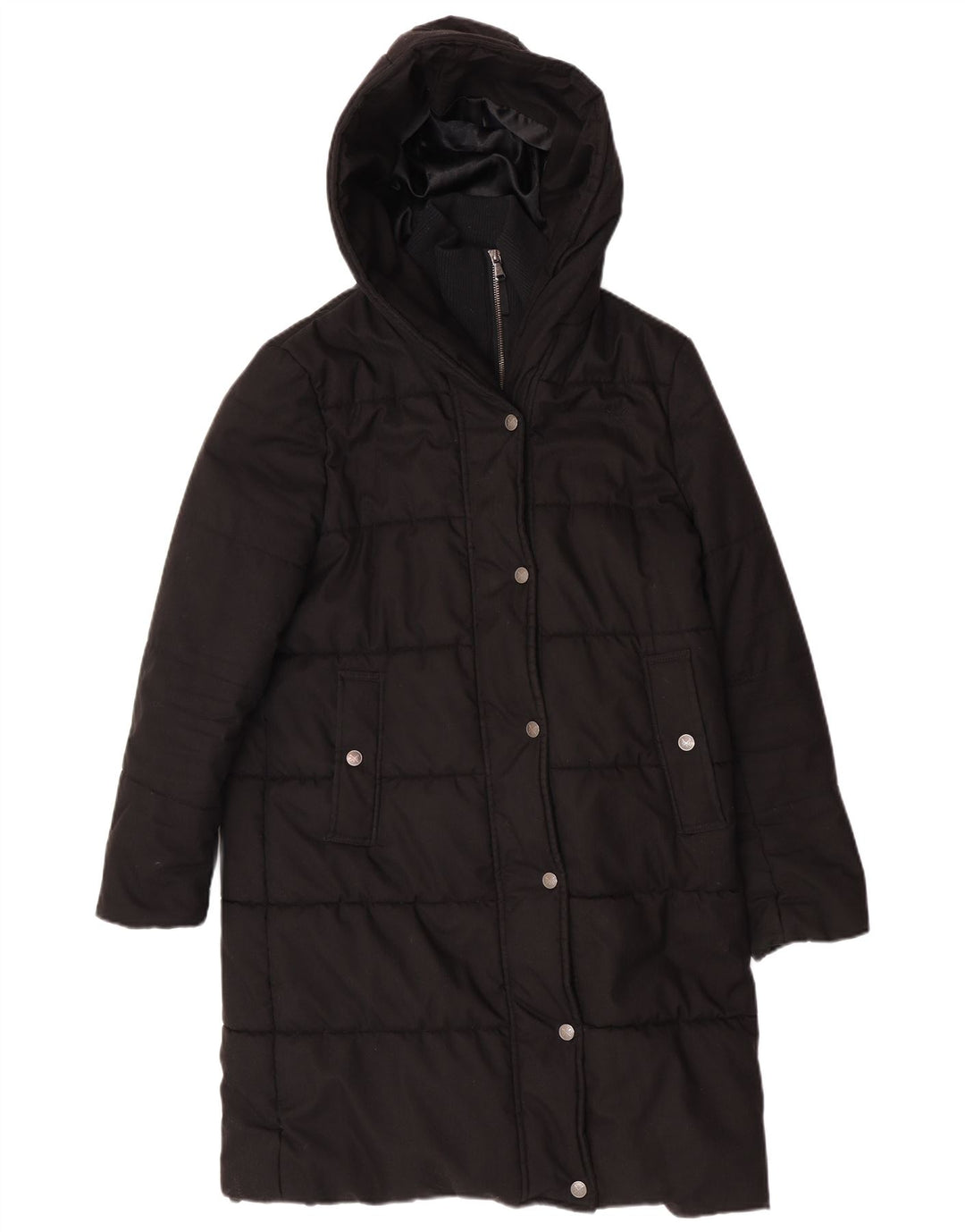 Casaco acolchoado feminino com capuz e ajuste regular da Crew Clothing UK 14 médio preto