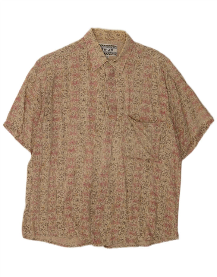 Camisa masculina de manga curta Tipo'S rayon geométrico bege médio