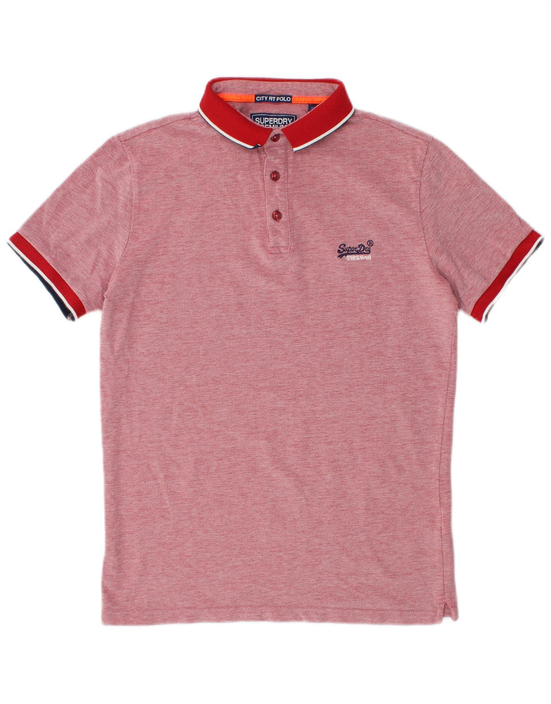 Camisa polo masculina SUPERDRY City Fit de algodão manchado vermelho médio