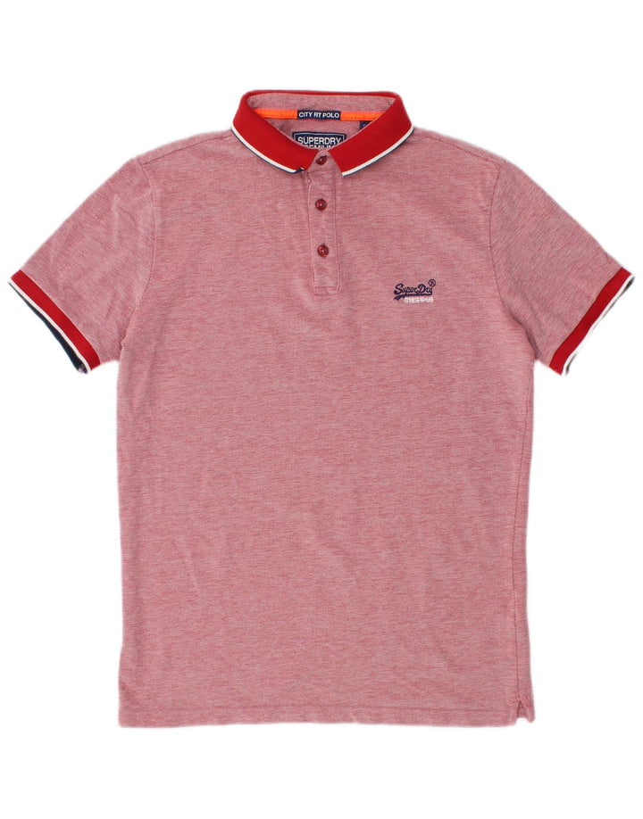 Camisa polo masculina SUPERDRY City Fit de algodão manchado vermelho médio
