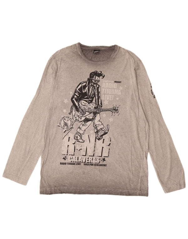 Scorpion Bay Mens Gráfico Top Manga Longa XL Algodão Cinza