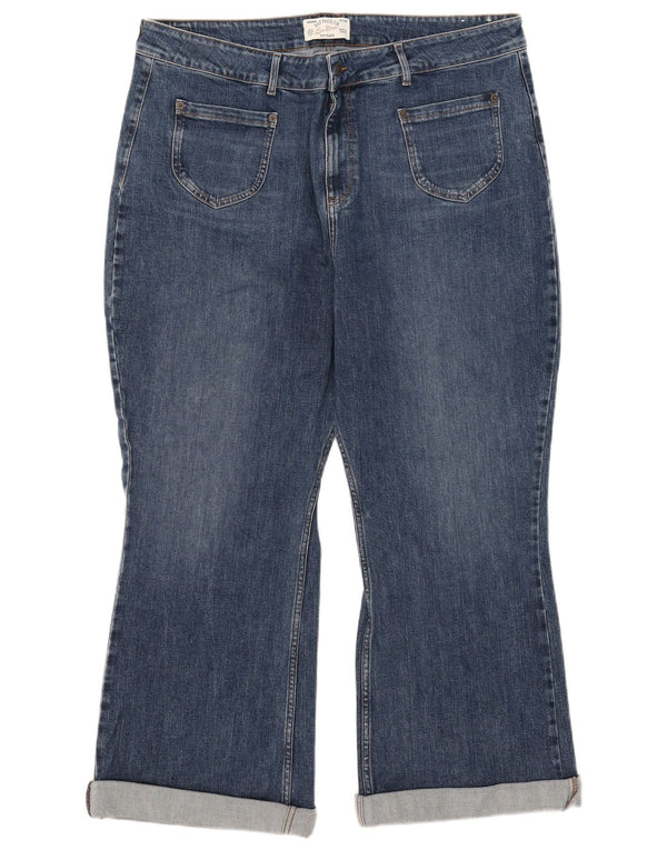 Fat Face Womens Fly cintura alta colheita jeans queimado Reino Unido 20 2XL W40 L26 azul