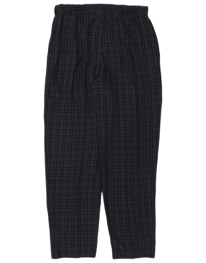 Calça casual feminina Marks & Spencer Reino Unido 12 médio W30 L29 azul marinho xadrez