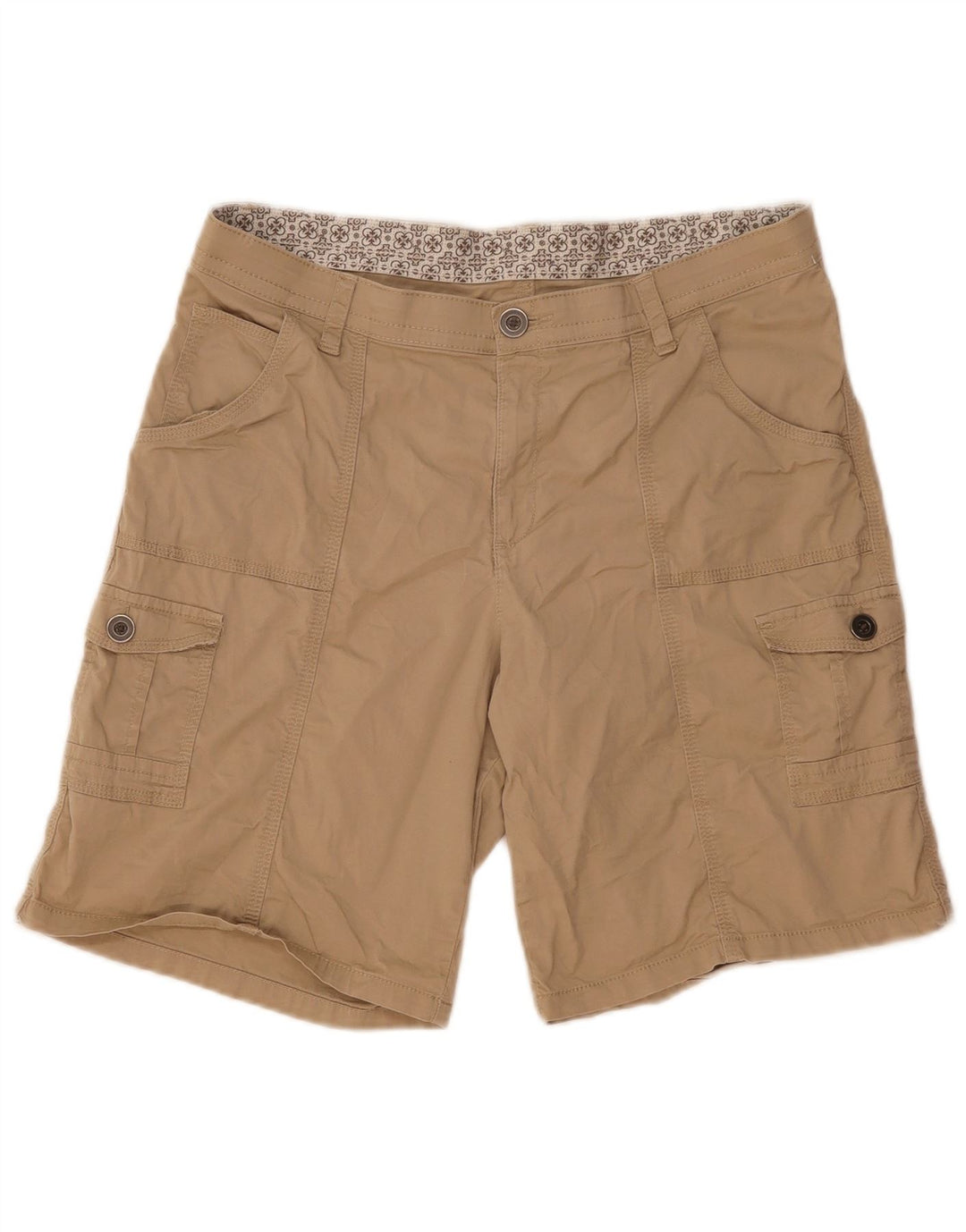 Shorts cargo feminino vintage US14 W34 algodão cáqui