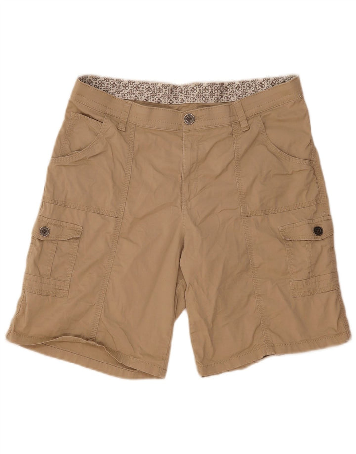 Shorts cargo feminino vintage US14 W34 algodão cáqui