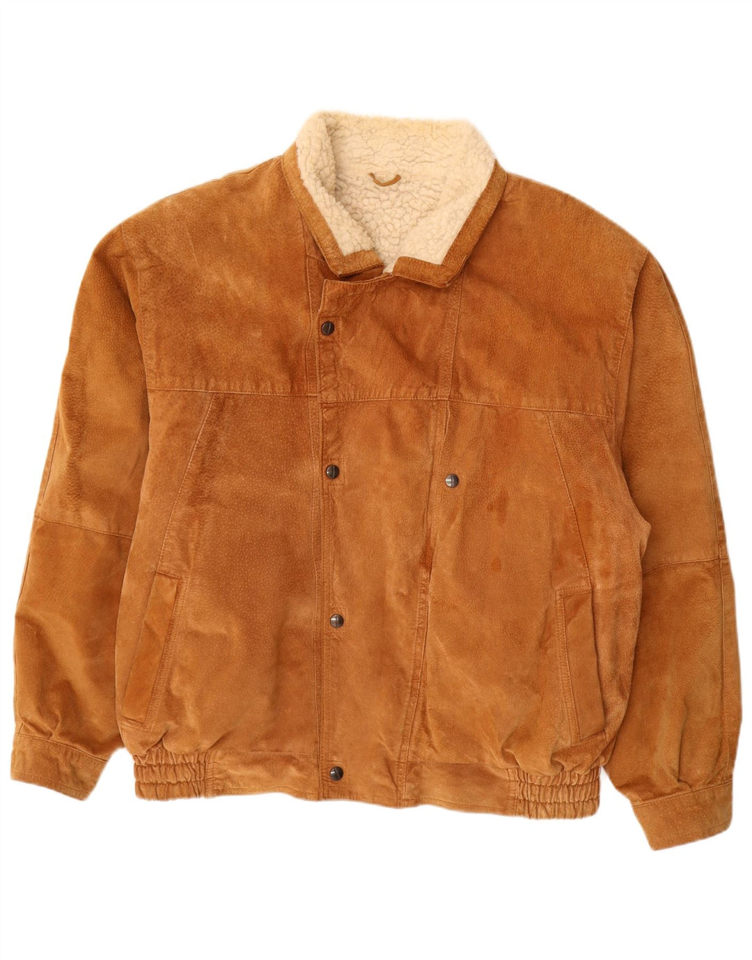 Jaqueta masculina vintage de camurça Sherpa Reino Unido 40 grande couro marrom