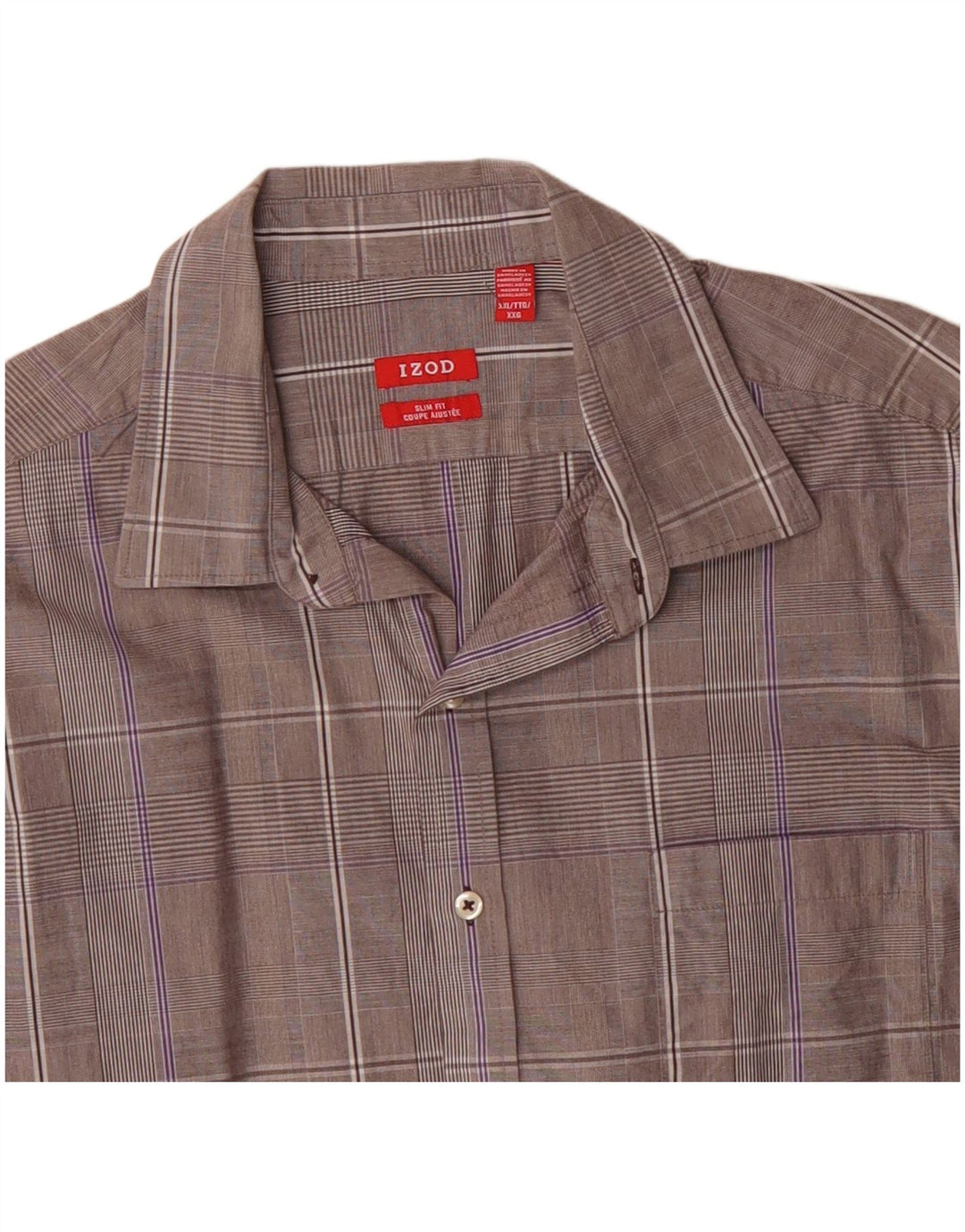 Camisa masculina slim fit IZOD 2XL algodão xadrez cinza