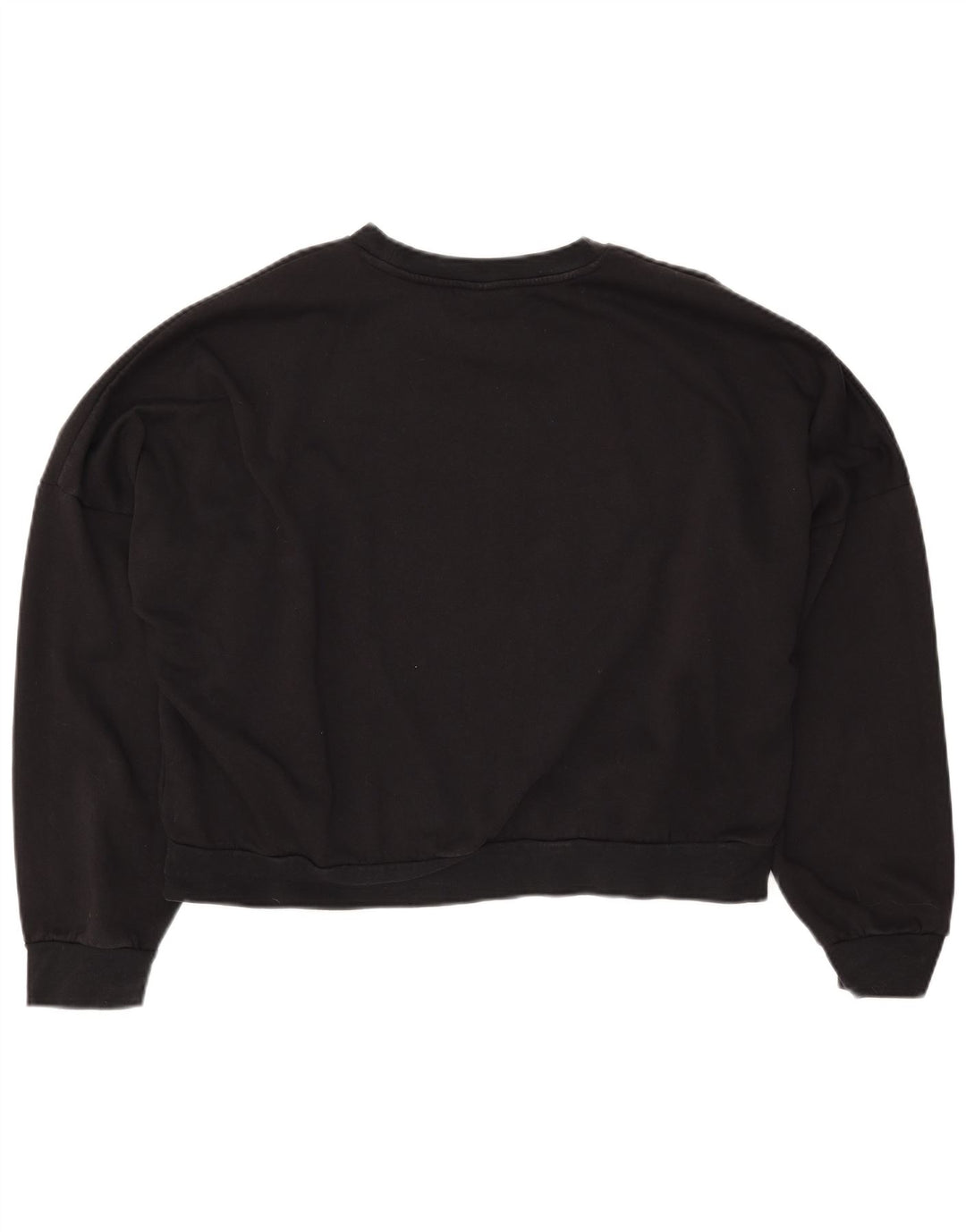 ADIDAS Womens Crop Oversized Sweatshirt Jumper Reino Unido 16/18 Grande Algodão Preto