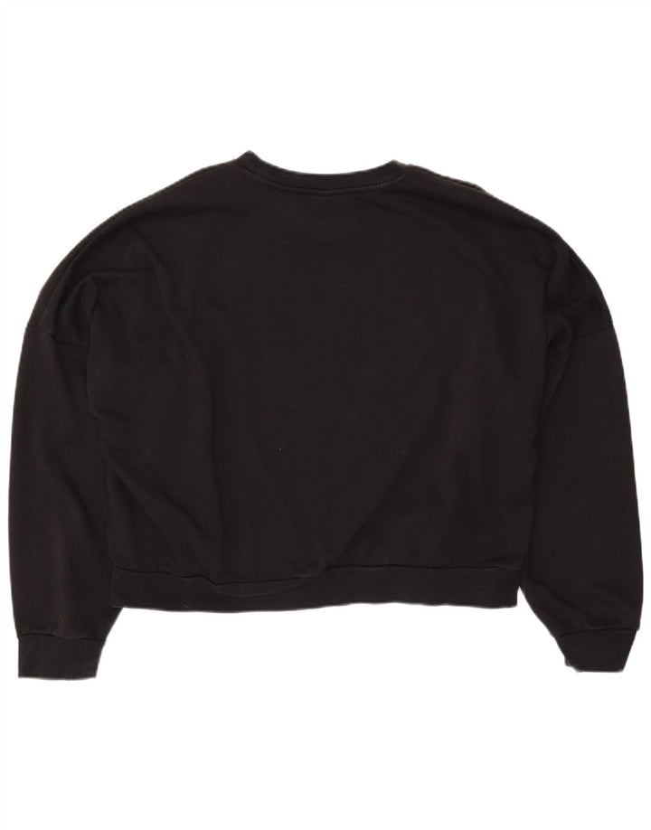 ADIDAS Womens Crop Oversized Sweatshirt Jumper Reino Unido 16/18 Grande Algodão Preto