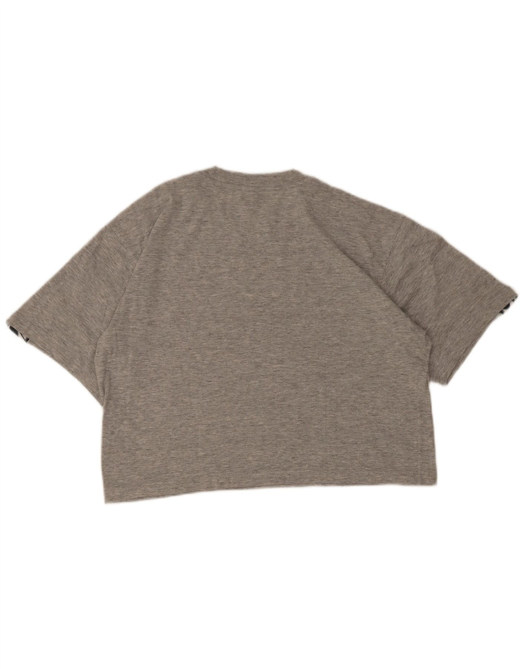 Camiseta feminina Asics Crop Graphic UK 14 cinza médio manchado