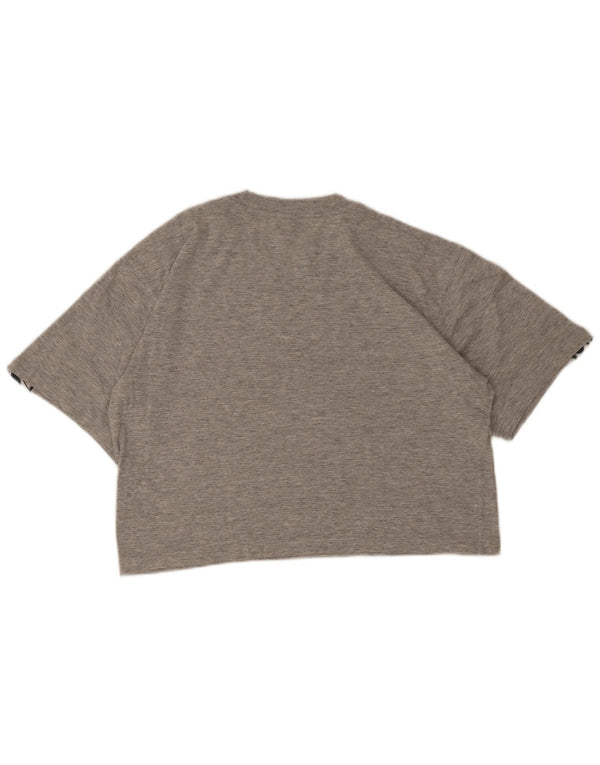 Camiseta feminina Asics Crop Graphic UK 14 cinza médio manchado