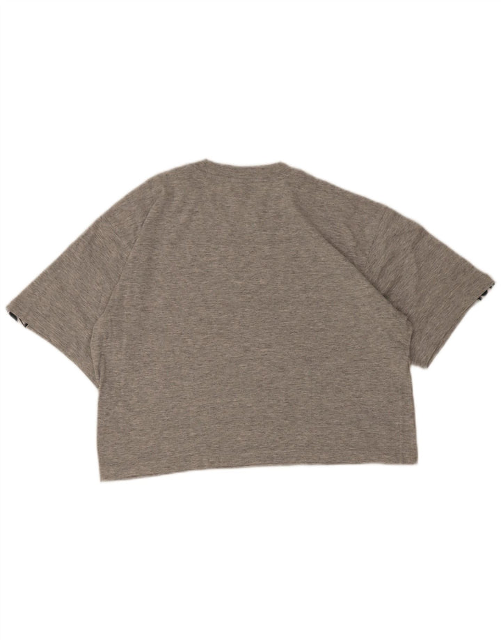 Camiseta feminina Asics Crop Graphic UK 14 cinza médio manchado