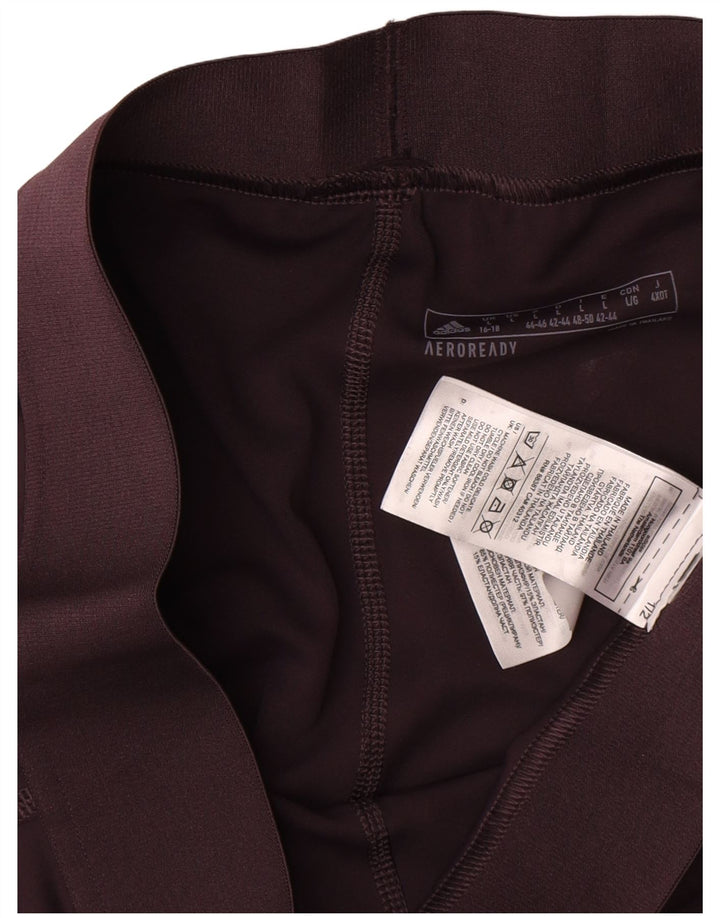 Leggings Adidas Aeroready Feminino UK 16/18 Grande Marrom Poliéster