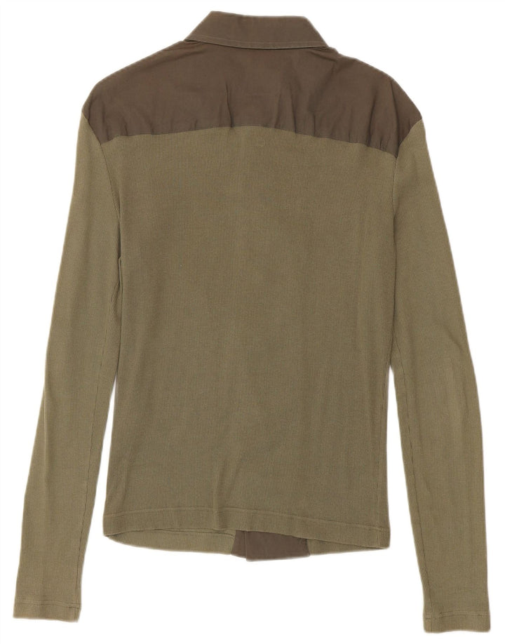 Camisa gráfica masculina Bikkembergs médio cáqui algodão colorblock