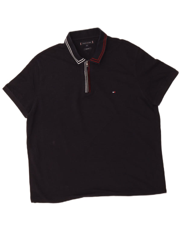 Camisa polo masculina Tommy Hilfiger Regular Fit 2XL algodão listrado azul marinho