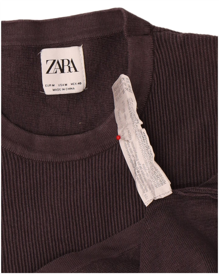 Camiseta masculina Zara Top cinza médio algodão