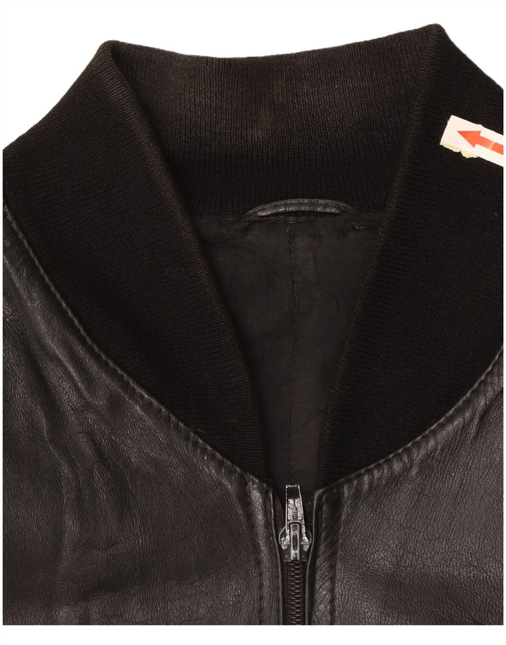 Jaqueta de couro masculina vintage UK 40 grande preta