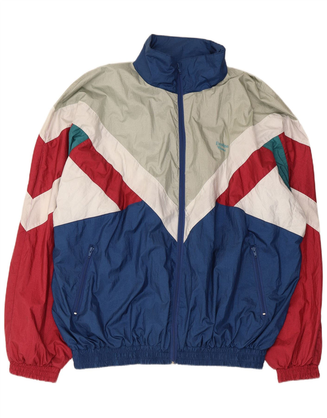 Fato de treino completo vintage masculino oversized médio azul marinho colorblock