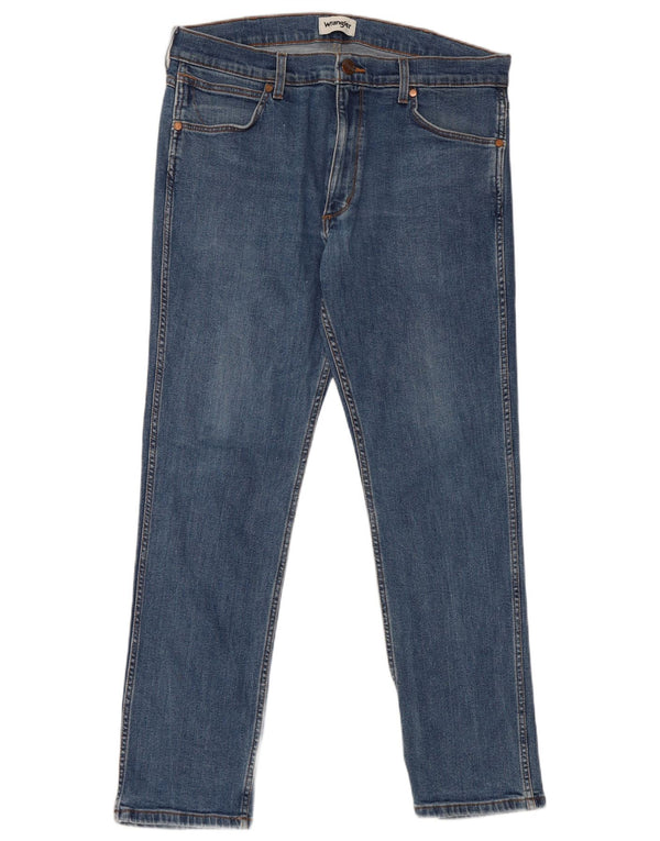 Wrangler Mens Greensboro Straight Jeans W36 L32 Azul Algodão